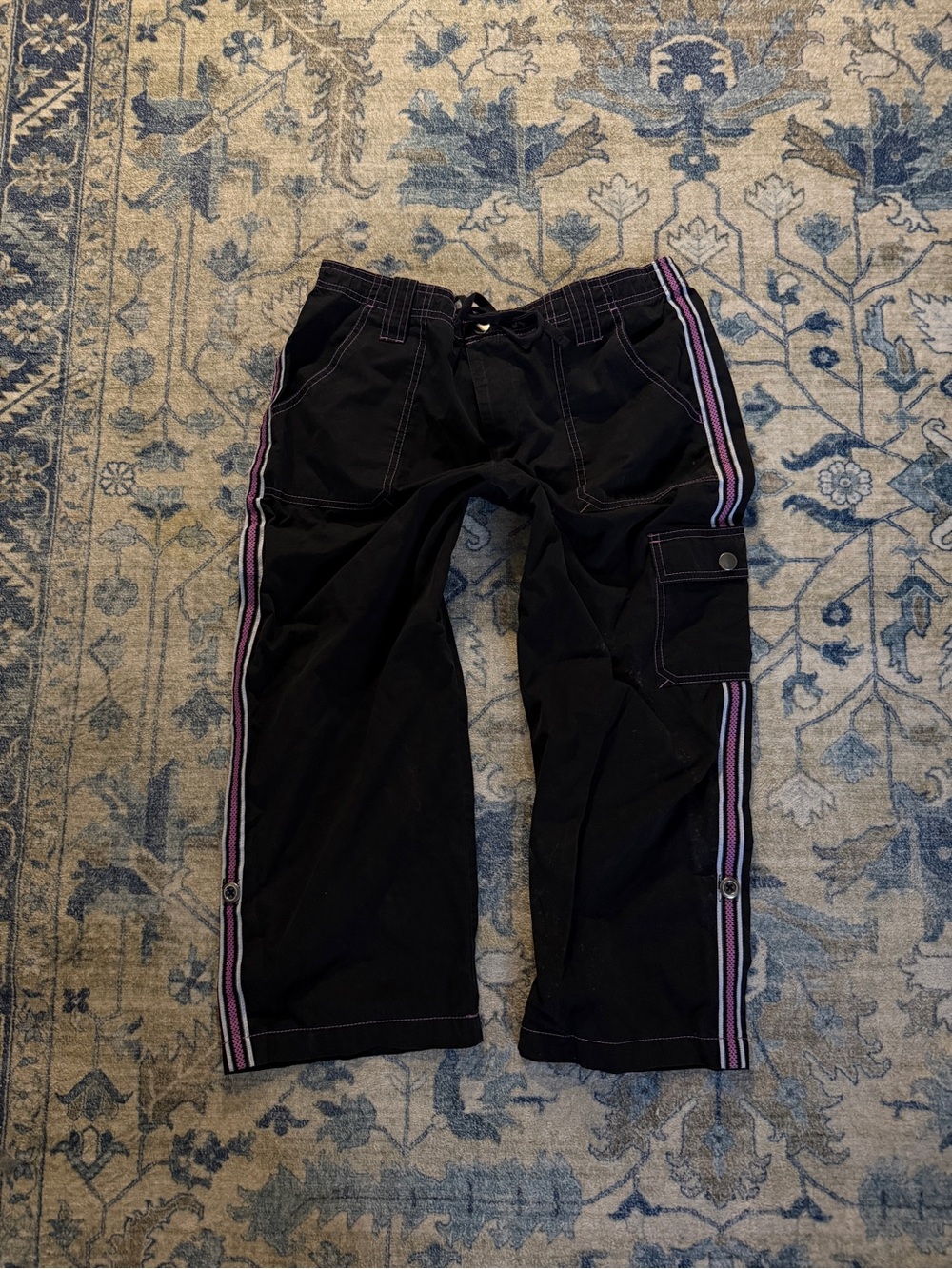 St. John's Bay Black Cargo Shorts with Pink Stripes